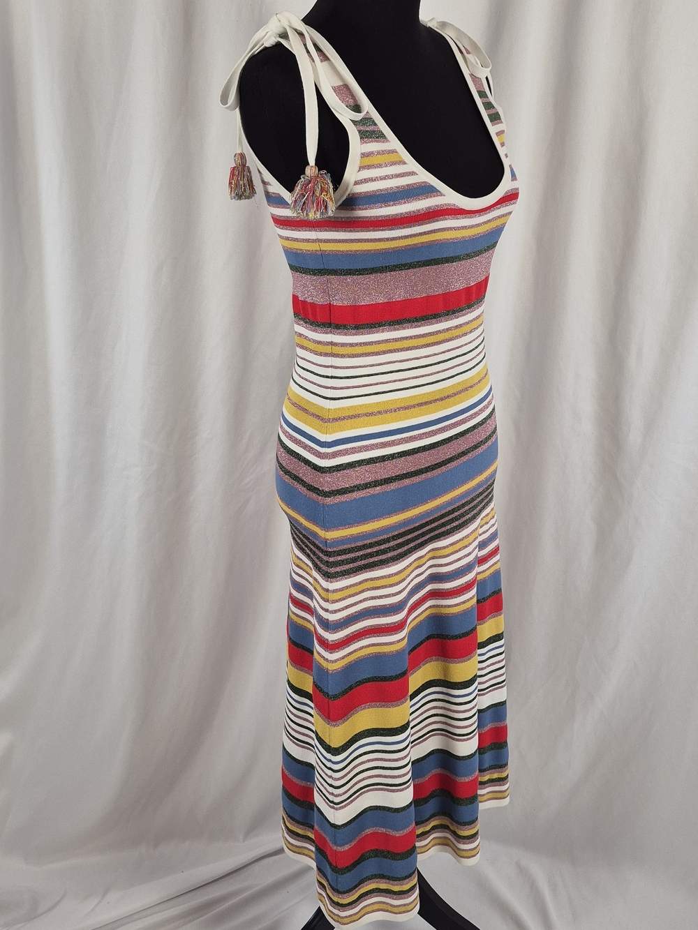 Veronica Beard Dulce Glitter Stripe Knit Sleeveless Midi Tank Dress - Size M - Picture 8 of 16